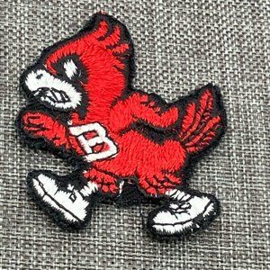 Cardinal Mascot Iron On Patch As Is B Letter Red Black White Retro Vintage